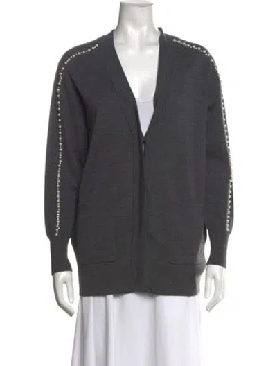 Pre-owned Sandro Wool V-neck Sweater In Gray