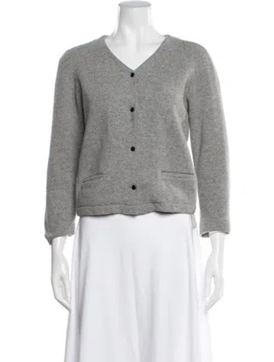 Pre-owned Sandro Wool V-neck Sweater In Gray