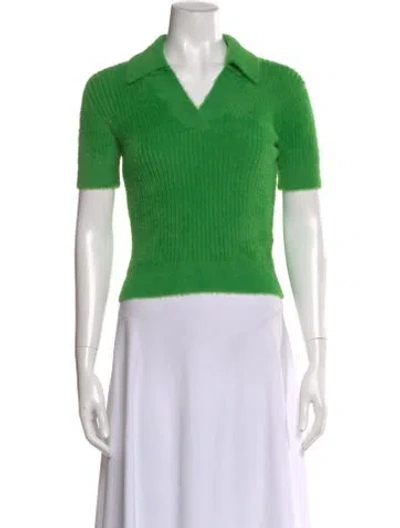 Pre-owned Sandro Wool V-neck Sweater In Green