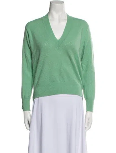 Pre-owned Sandro Wool V-neck Sweater In Green