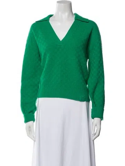 Pre-owned Sandro Wool V-neck Sweater In Green