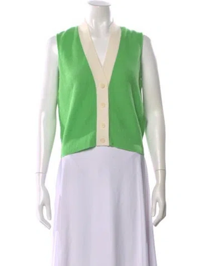 Pre-owned Sandro Wool V-neck Sweater In Green