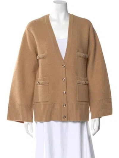 Pre-owned Sandro Wool V-neck Sweater In Green