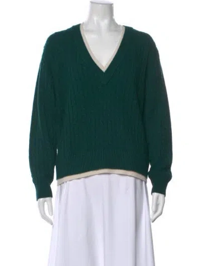 Pre-owned Sandro Wool V-neck Sweater In Green