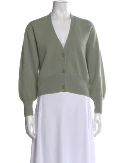 Pre-owned Sandro Wool V-neck Sweater In Green