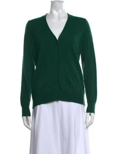 Pre-owned Sandro Wool V-neck Sweater In Green