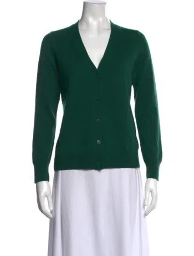 Pre-owned Sandro Wool V-neck Sweater In Green