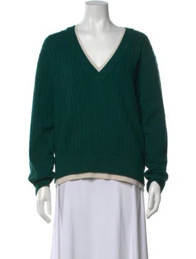 Pre-owned Sandro Wool V-neck Sweater In Green