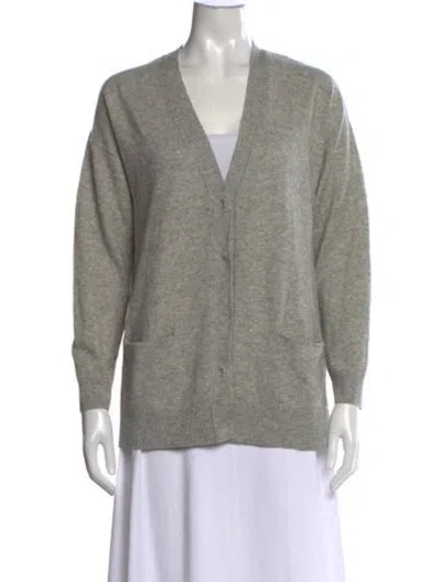Pre-owned Sandro Wool V-neck Sweater In Grey