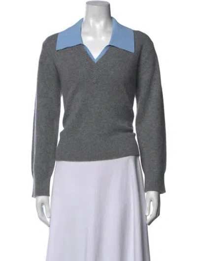 Pre-owned Sandro Wool V-neck Sweater In Grey