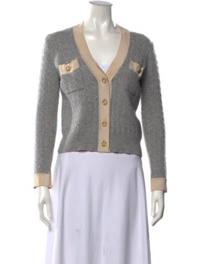 Pre-owned Sandro Wool V-neck Sweater In Grey