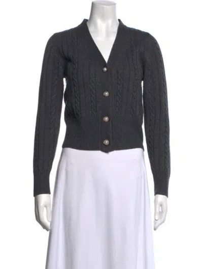 Pre-owned Sandro Wool V-neck Sweater In Grey