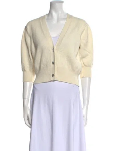 Pre-owned Sandro Wool V-neck Sweater In Neutral