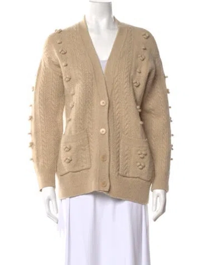 Pre-owned Sandro Wool V-neck Sweater In Neutral