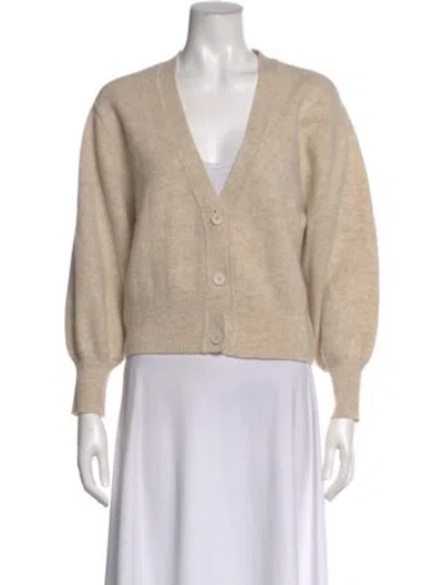 Pre-owned Sandro Wool V-neck Sweater In Neutral