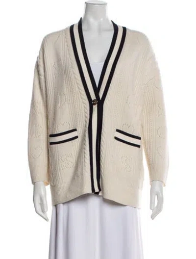 Pre-owned Sandro Wool V-neck Sweater In Neutral