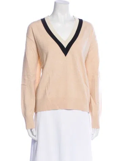 Pre-owned Sandro Wool V-neck Sweater In Neutral