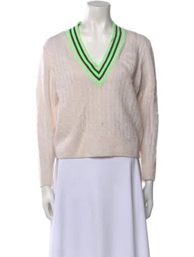 Pre-owned Sandro Wool V-neck Sweater In Neutral