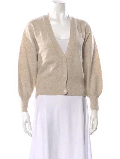 Pre-owned Sandro Wool V-neck Sweater In Neutral