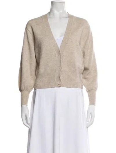 Pre-owned Sandro Wool V-neck Sweater In Neutral