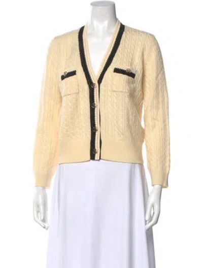 Pre-owned Sandro Wool V-neck Sweater In Neutral