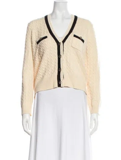 Pre-owned Sandro Wool V-neck Sweater In Neutral