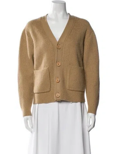 Pre-owned Sandro Wool V-neck Sweater In Neutral