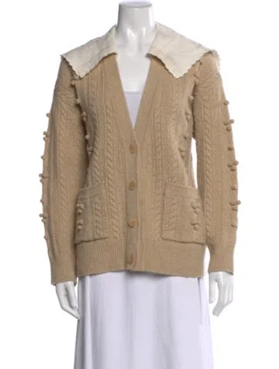 Pre-owned Sandro Wool V-neck Sweater In Neutral