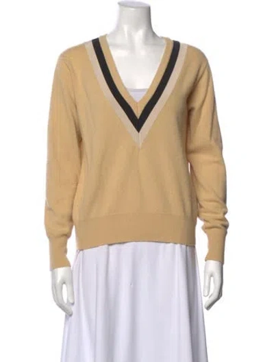 Pre-owned Sandro Wool V-neck Sweater In Neutral