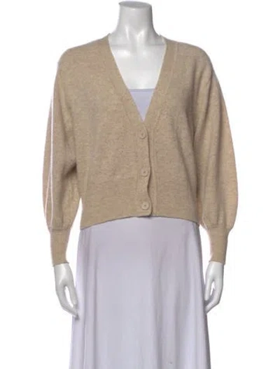 Pre-owned Sandro Wool V-neck Sweater In Neutral