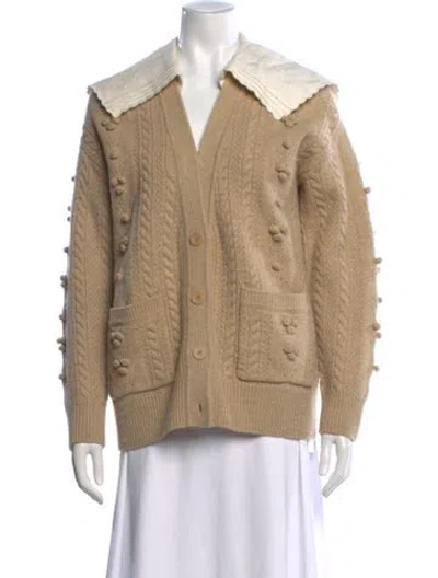 Pre-owned Sandro Wool V-neck Sweater In Neutral