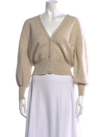 Pre-owned Sandro Wool V-neck Sweater In Neutral