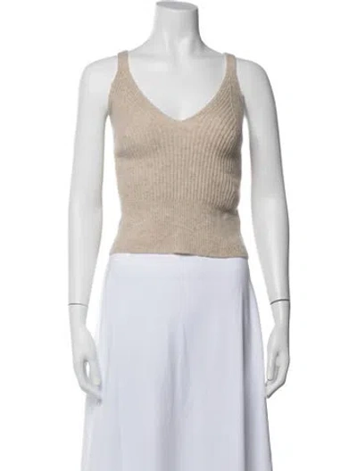 Pre-owned Sandro Wool V-neck Sweater In Neutral