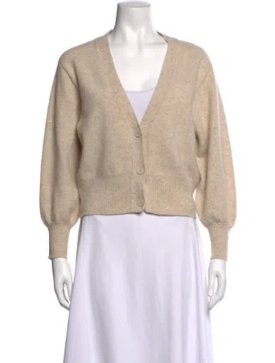 Pre-owned Sandro Wool V-neck Sweater In Neutral