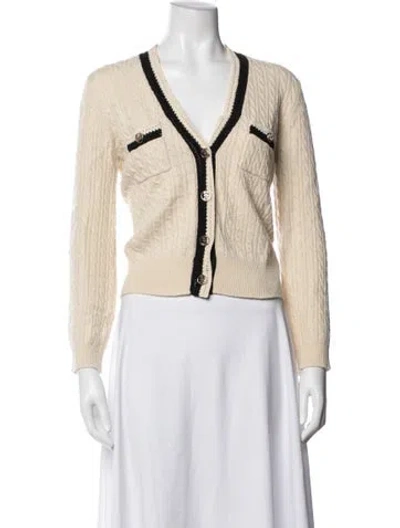 Pre-owned Sandro Wool V-neck Sweater In Neutrals