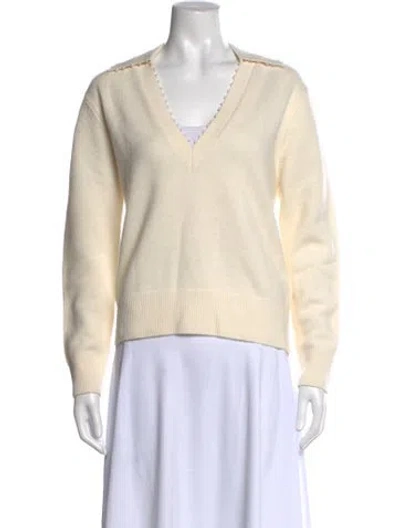 Pre-owned Sandro Wool V-neck Sweater In Neutrals