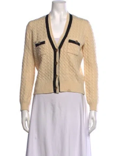Pre-owned Sandro Wool V-neck Sweater In Neutrals