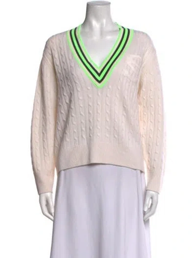 Pre-owned Sandro Wool V-neck Sweater In Neutrals