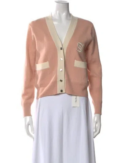 Pre-owned Sandro Wool V-neck Sweater In Pink