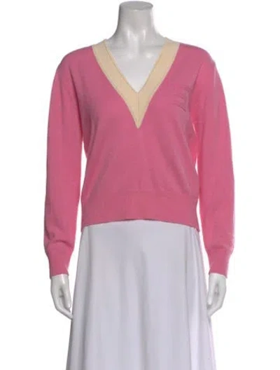 Pre-owned Sandro Wool V-neck Sweater In Pink