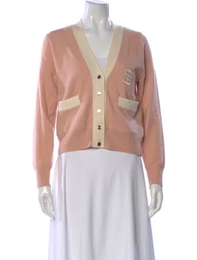 Pre-owned Sandro Wool V-neck Sweater In Pink