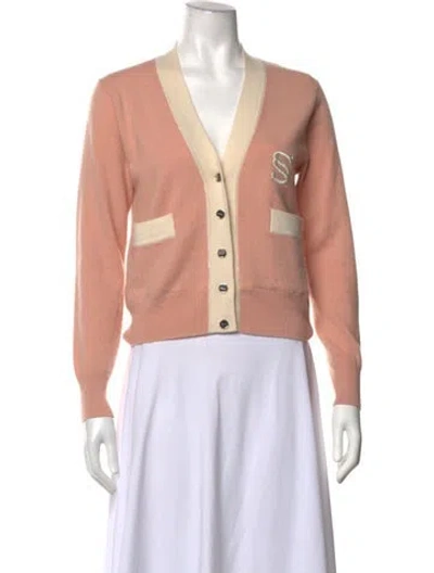 Pre-owned Sandro Wool V-neck Sweater In Pink