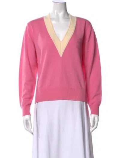 Pre-owned Sandro Wool V-neck Sweater In Pink