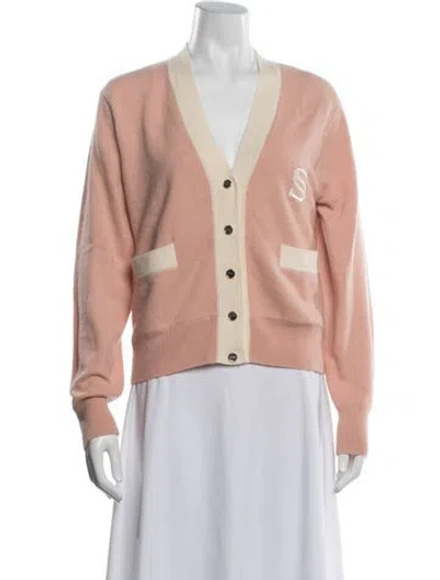 Pre-owned Sandro Wool V-neck Sweater In Pink