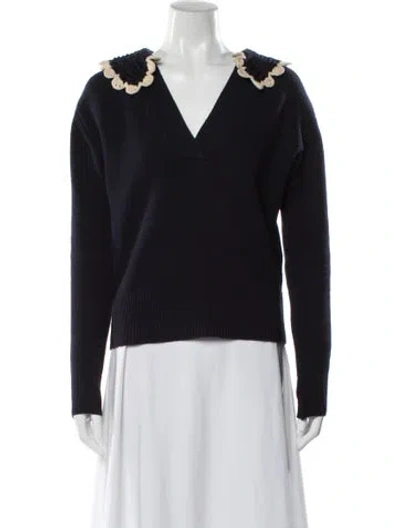 Pre-owned Sandro Wool V-neck Sweater In Purple