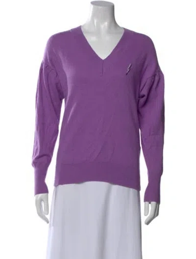 Pre-owned Sandro Wool V-neck Sweater In Purple