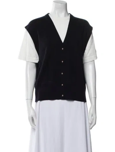 Pre-owned Sandro Wool V-neck Sweater W/ Tags In Black