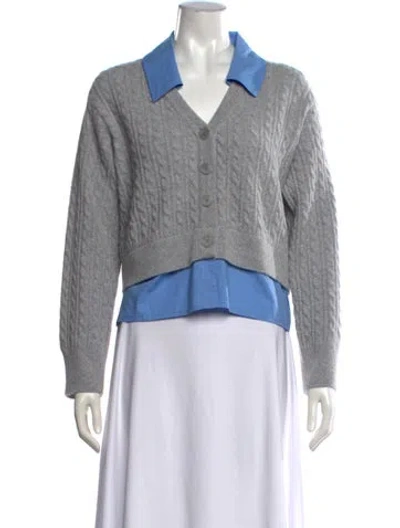 Pre-owned Sandro Wool V-neck Sweater W/ Tags In Grey