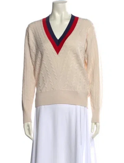 Pre-owned Sandro Wool V-neck Sweater W/ Tags In Neutral