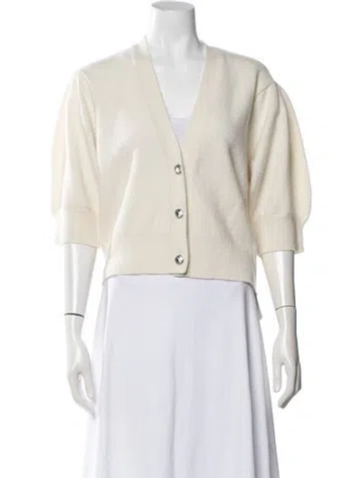 Pre-owned Sandro Wool V-neck Sweater W/ Tags In White